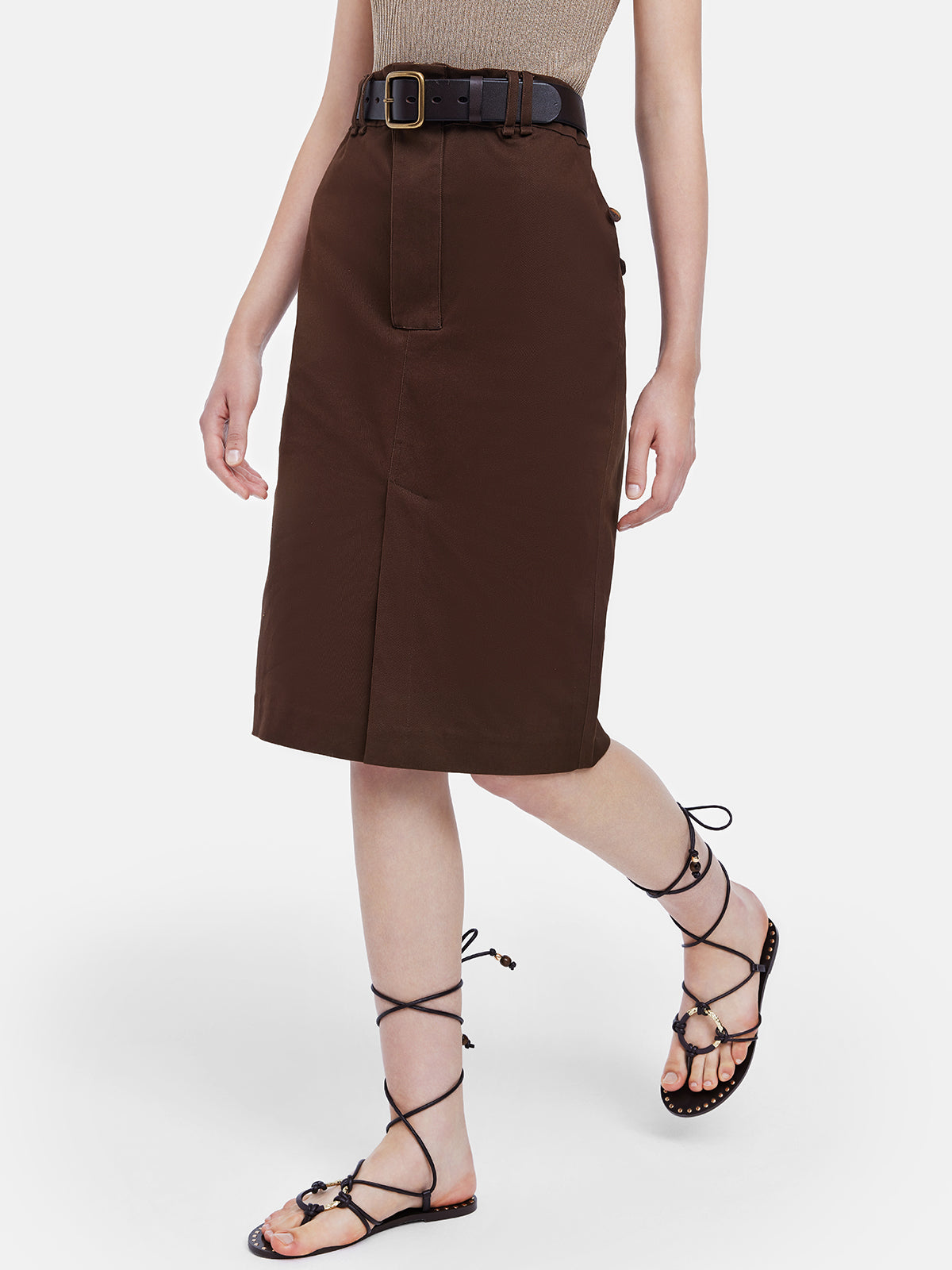 Utility Belted Midi Skirt