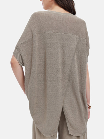 Knit Ruched Batwing Sleeve Tee