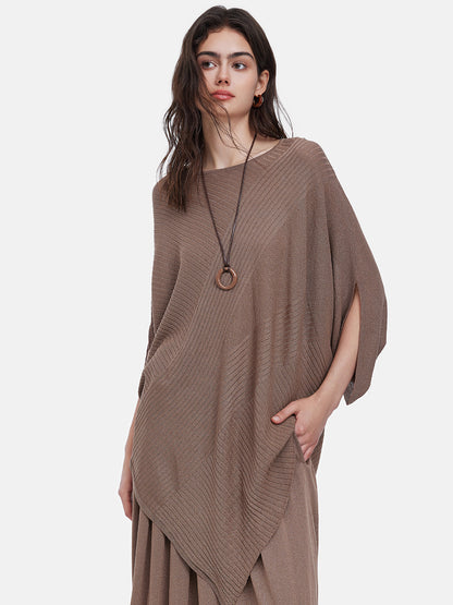 Knit Ruched Batwing Sleeve Tee