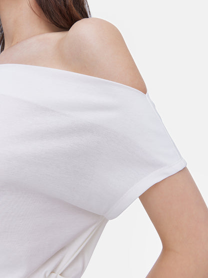 Draped Neck Pearl Sleeveless Tee