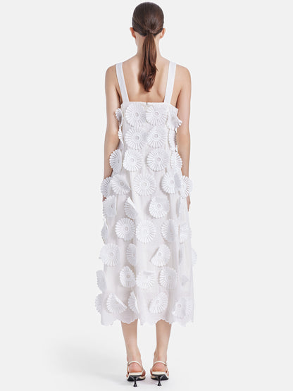 Minimalist 3D Floral Strap Dress