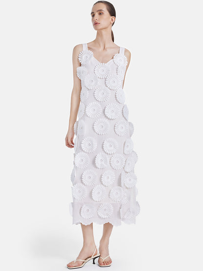 Minimalist 3D Floral Strap Dress