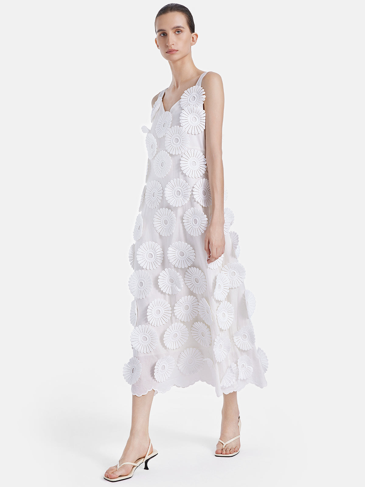 Minimalist 3D Floral Strap Dress