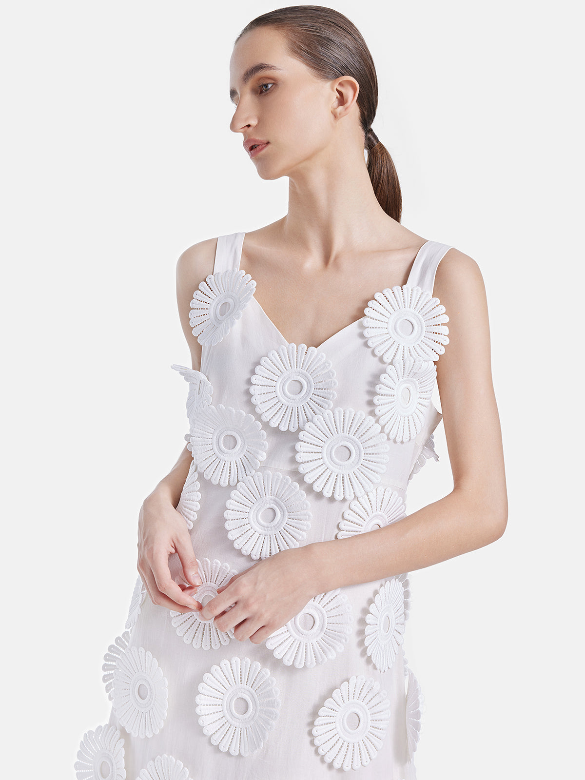 Minimalist 3D Floral Strap Dress