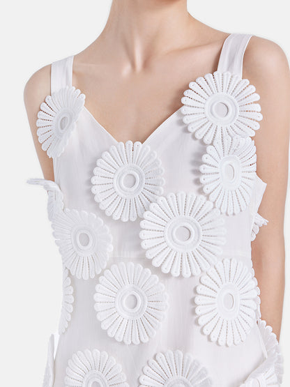 Minimalist 3D Floral Strap Dress