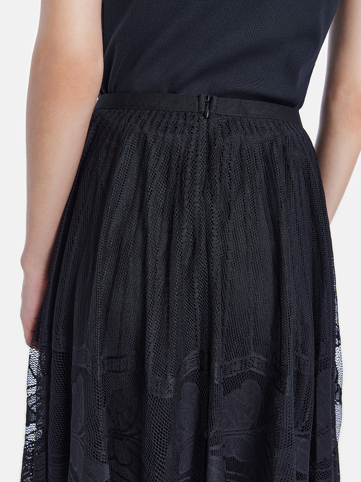 Lace Mesh Midi Skirt