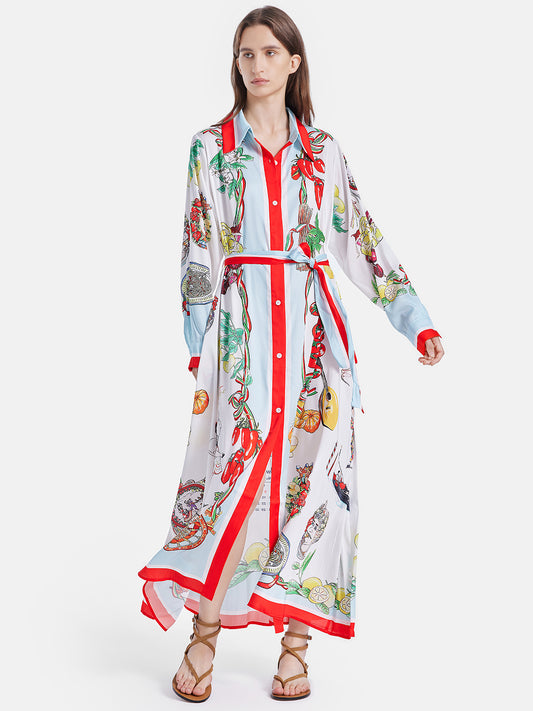 Loose Fit Printed Shirt Dress