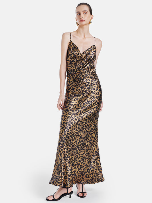 Backless Leopard Print Slip Dress