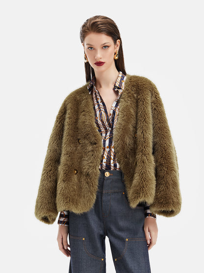 Faux Fur Melange Knight Coat