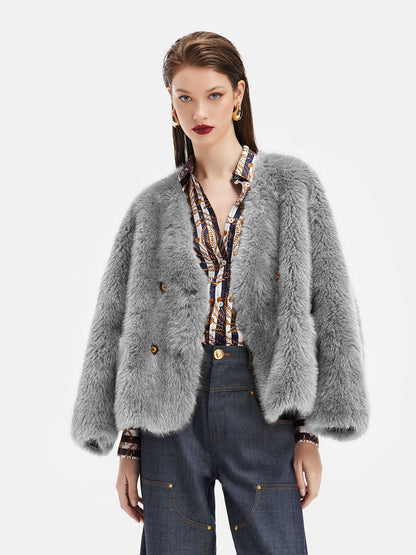 Faux Fur Melange Knight Coat