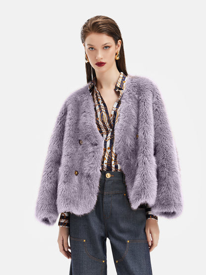 Faux Fur Melange Knight Coat