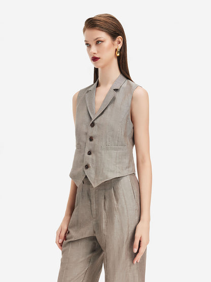 French Wool Linen Vest