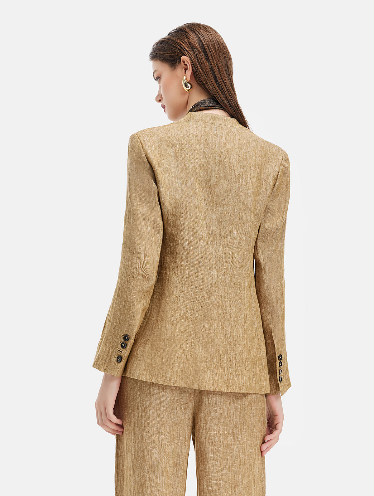 Wool-Linen Deep V Blazer