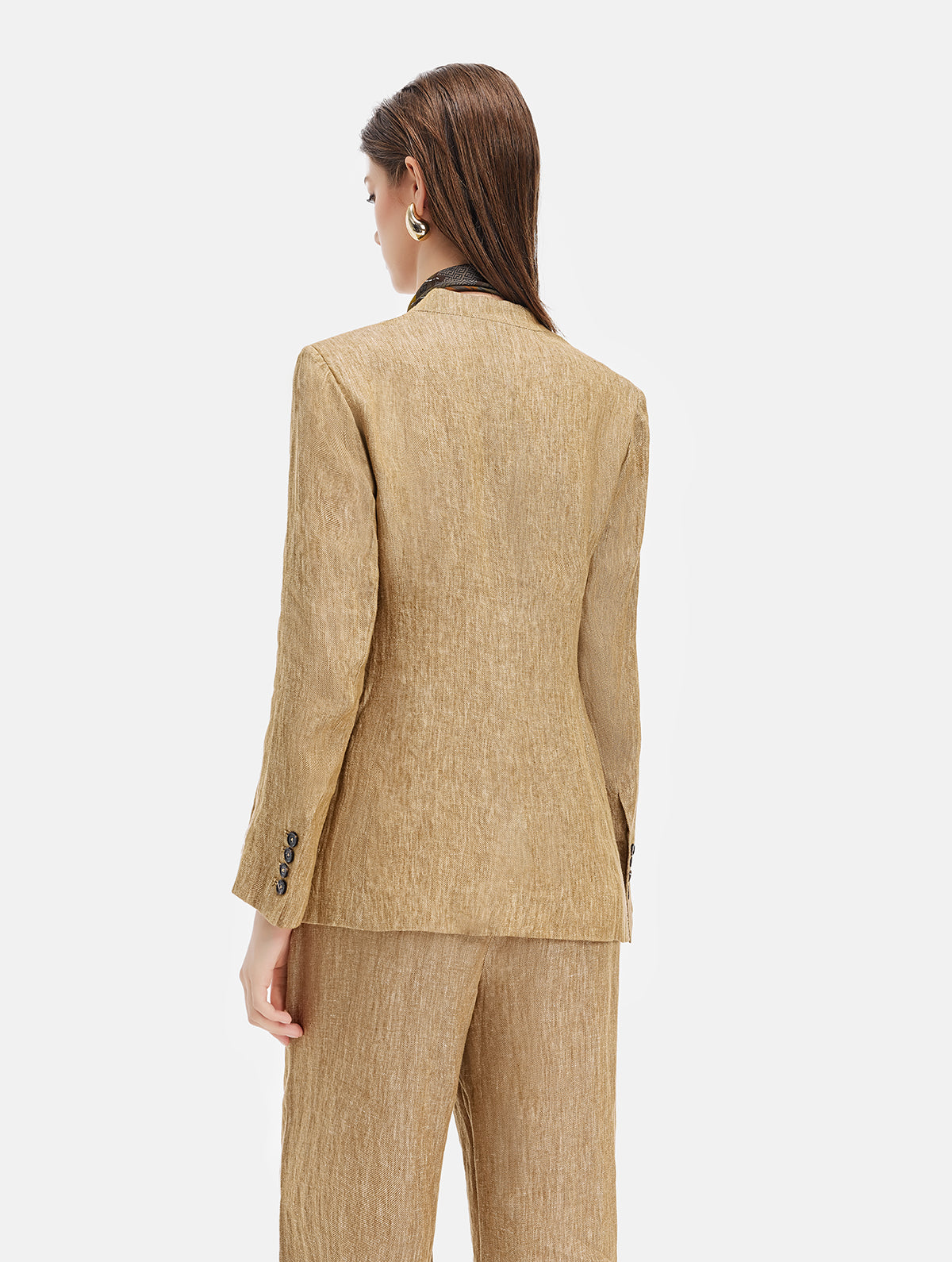 Wool-Linen Deep V Blazer