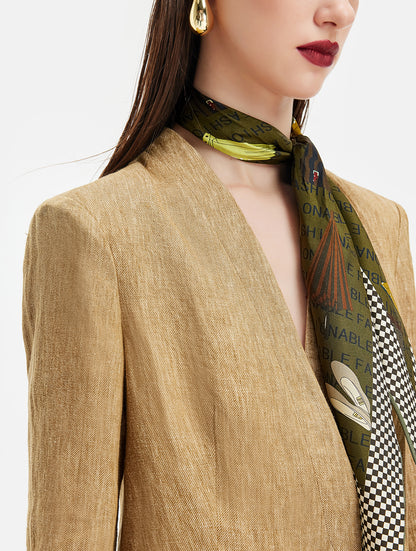 Wool-Linen Deep V Blazer