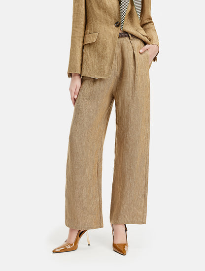 Wool-Linen Straight-Leg Trousers