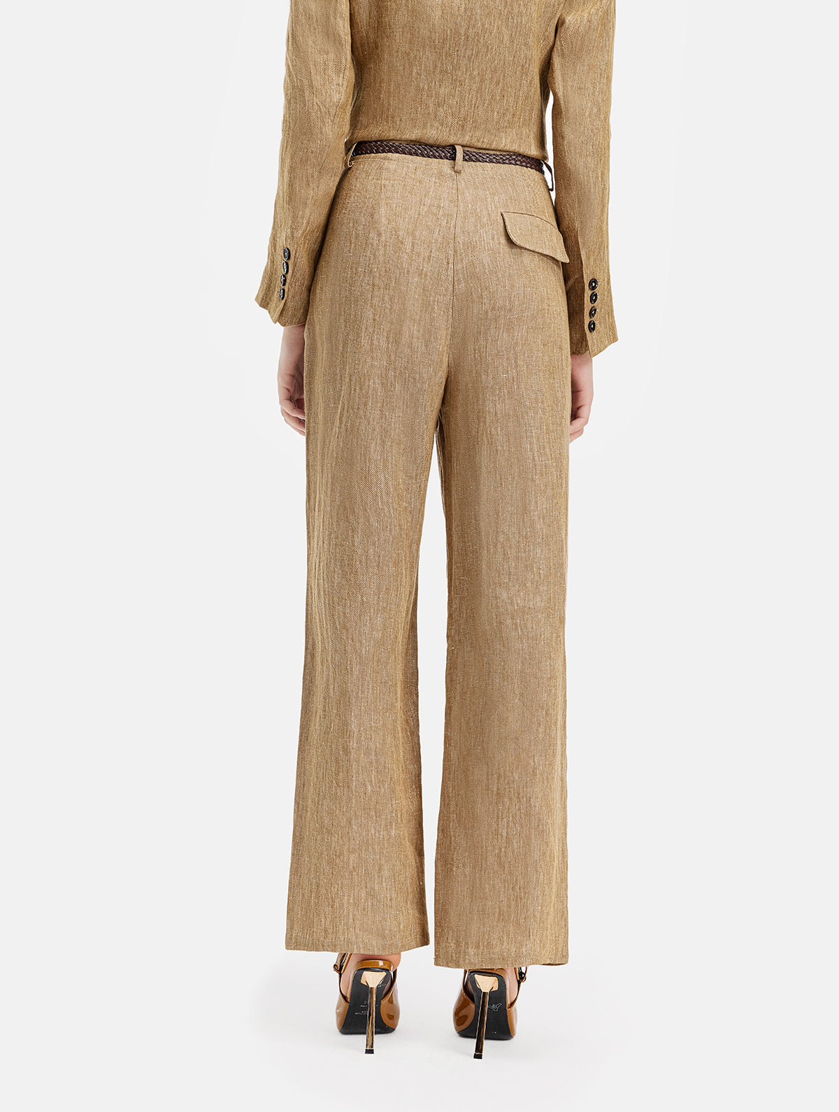 Wool-Linen Straight-Leg Trousers