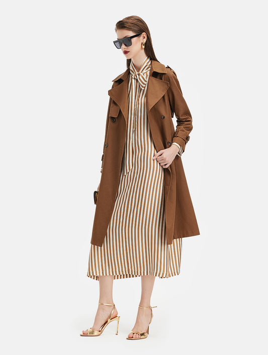 Modern Traveler Double-Breasted Trench Coat