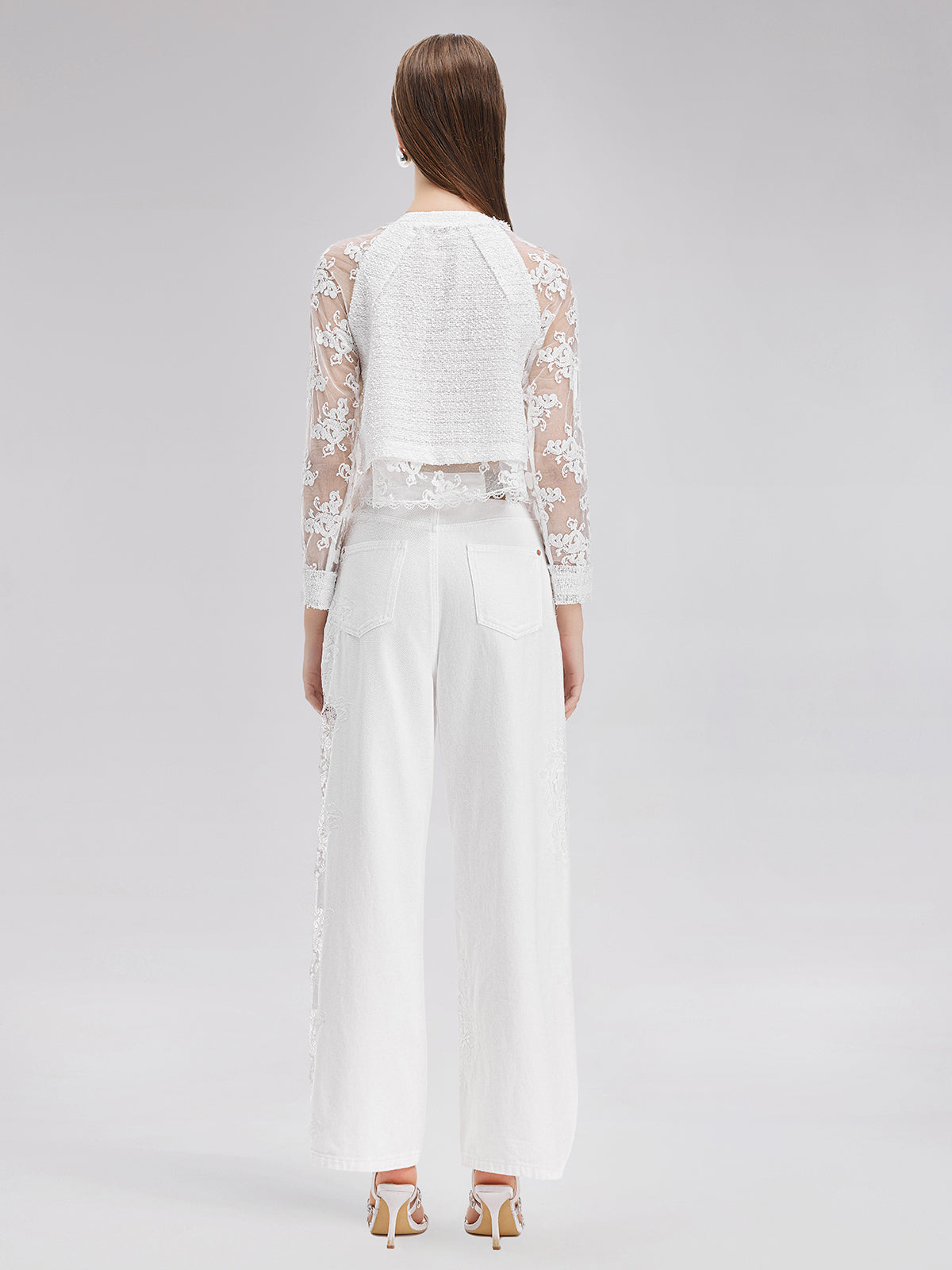 Lace Embroidery Patchwork Jeans