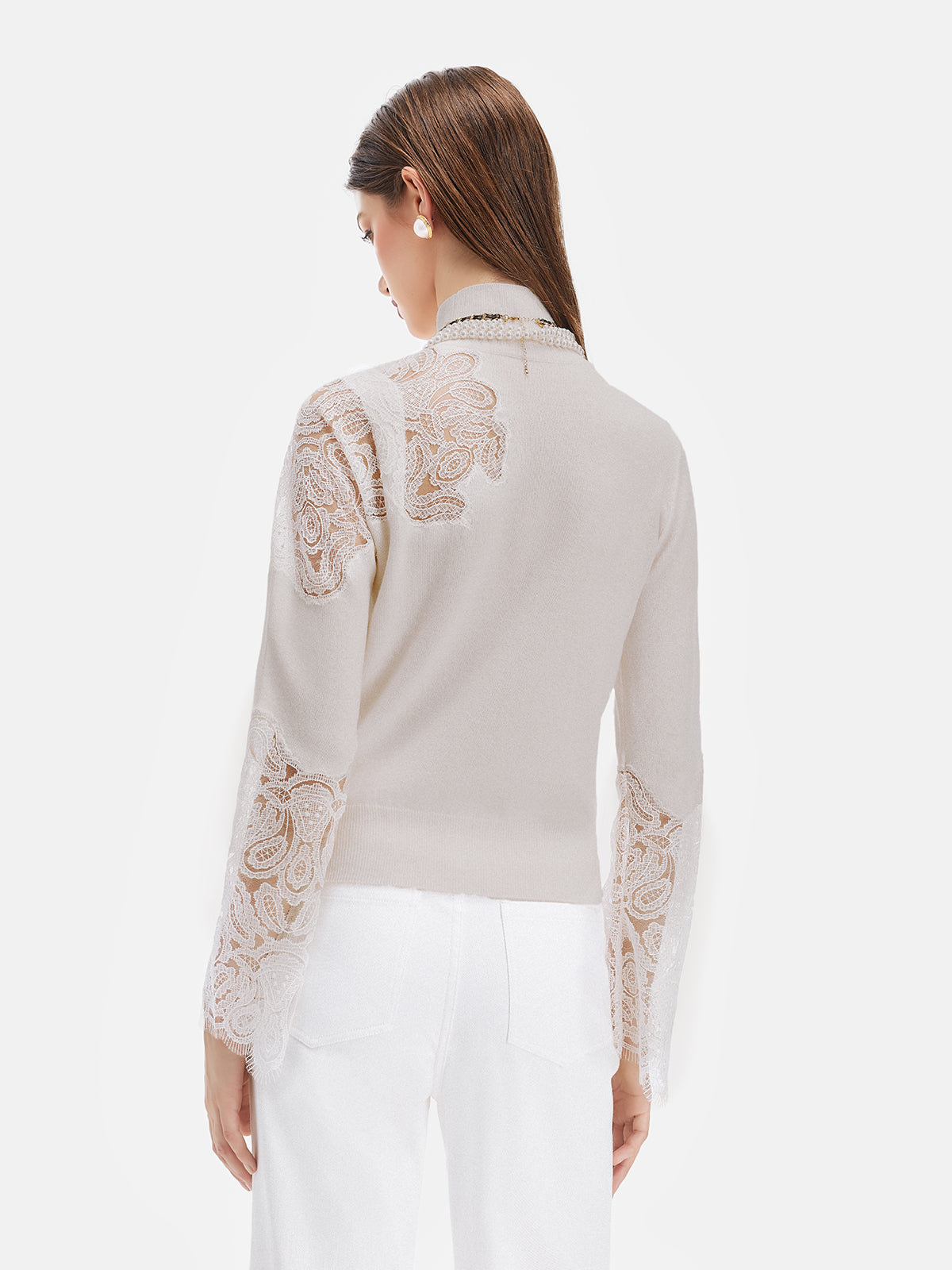 Wool Lace Embroidered Knits Top