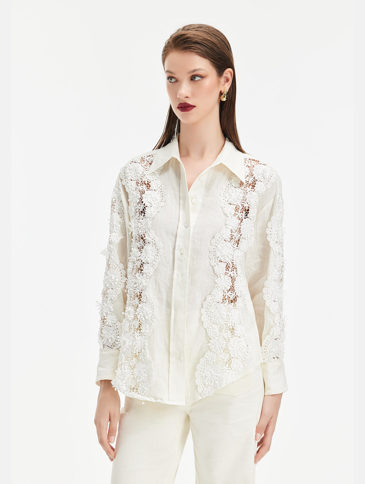 Lace Floral Embroidered Blouse