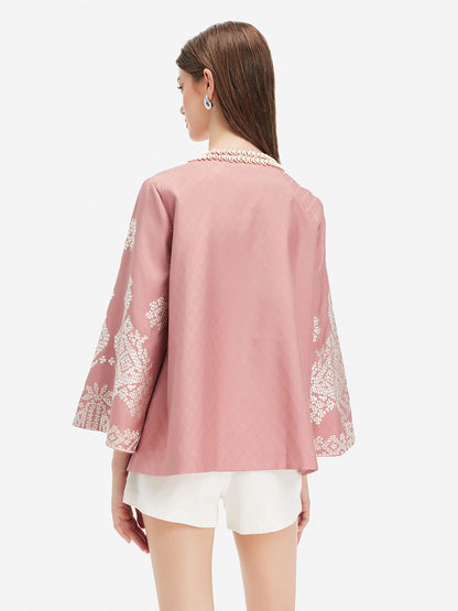 Embroidered Lace Floral Beaded Top