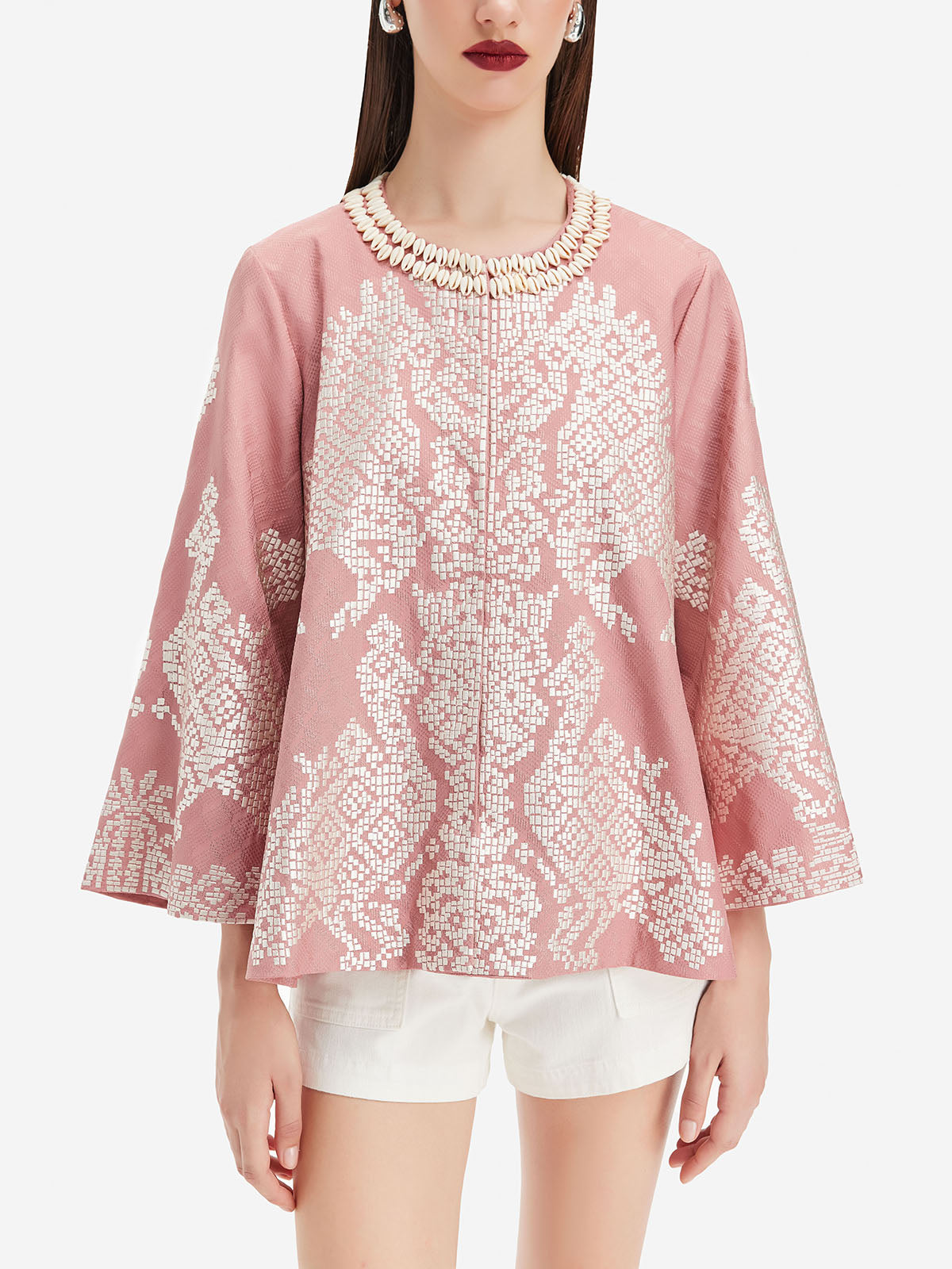 Embroidered Lace Floral Beaded Top