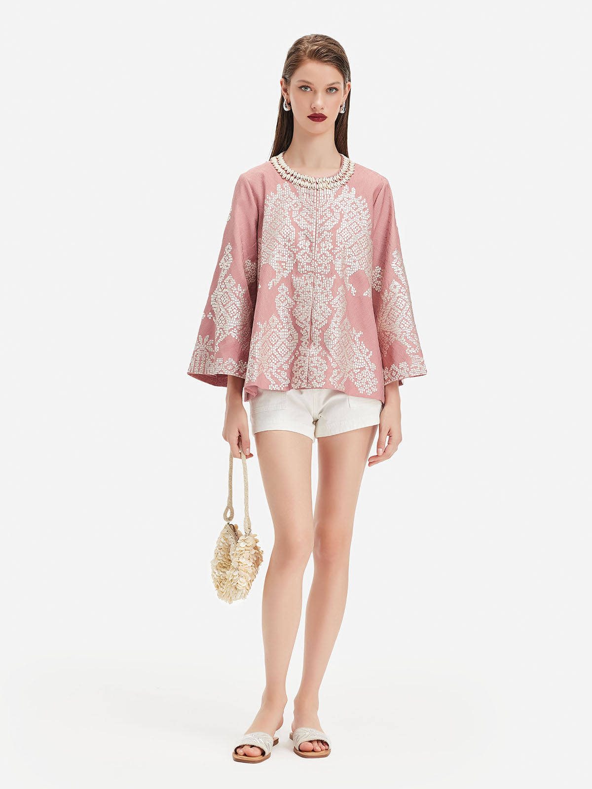 Embroidered Lace Floral Beaded Top