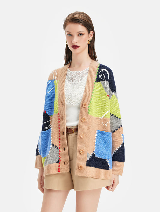 Cashmere Hand-Embroidered Art Cardigan