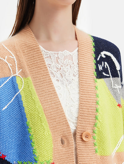 Cashmere Hand-Embroidered Art Cardigan