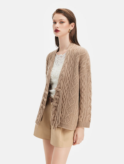 100% Cashmere Knot Cardigan