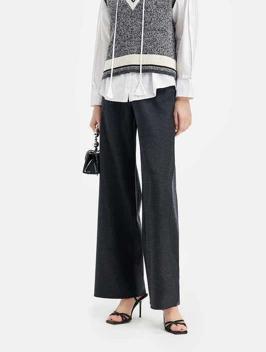 Cashmere-Wool Wide-Leg Trousers