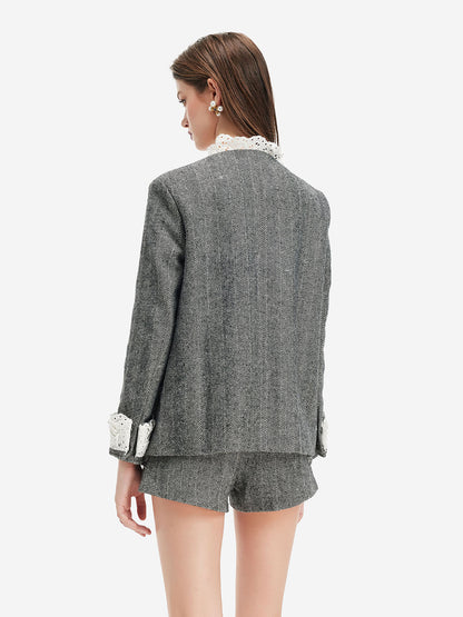 Courtly Wool Beaded Shorts