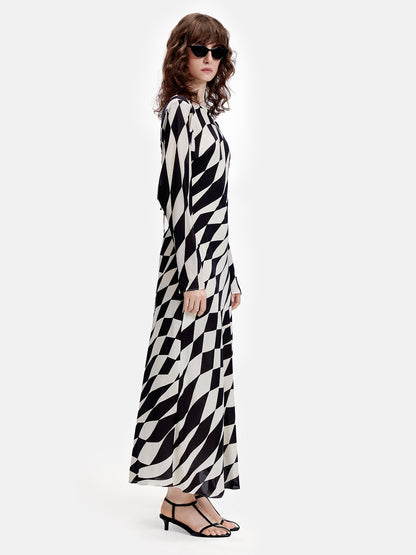 French Black and White Diamond Dress