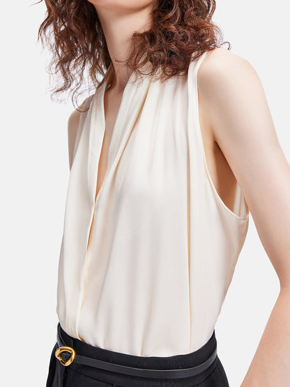 Satin V-Neck Sleeveless Top