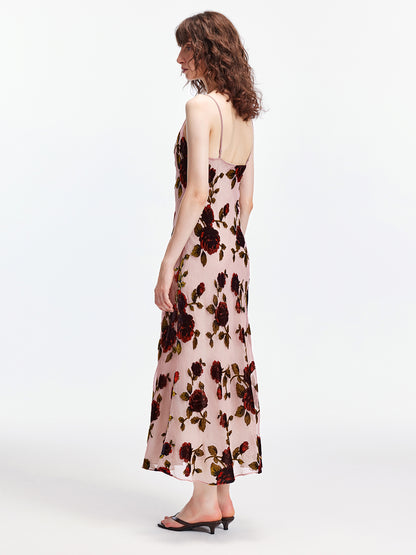 Elegant Rose Floral Suspender Dress