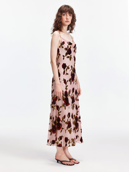 Elegant Rose Floral Suspender Dress