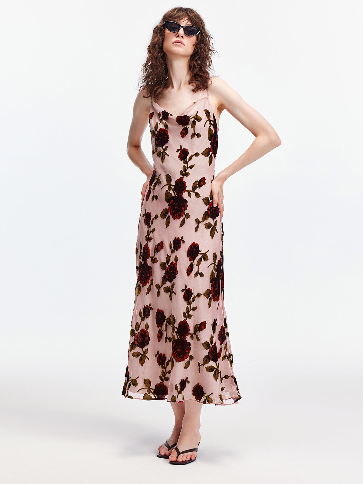 Elegant Rose Floral Suspender Dress