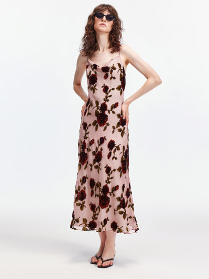 Elegant Rose Floral Suspender Dress