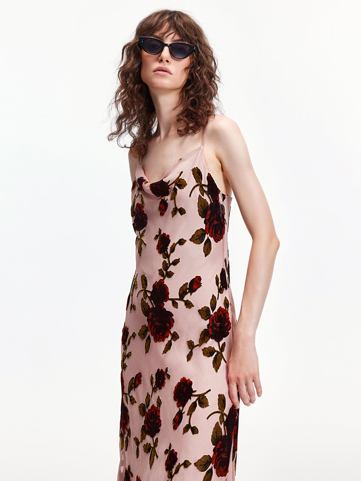 Elegant Rose Floral Suspender Dress