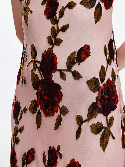 Elegant Rose Floral Suspender Dress