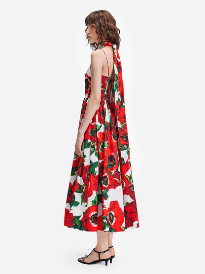 Passionate Red Floral Sling Dress