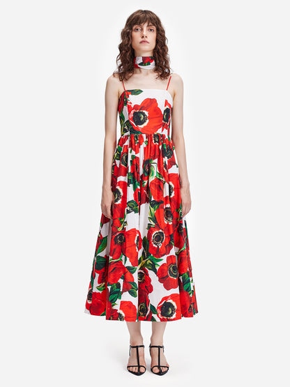 Passionate Red Floral Sling Dress