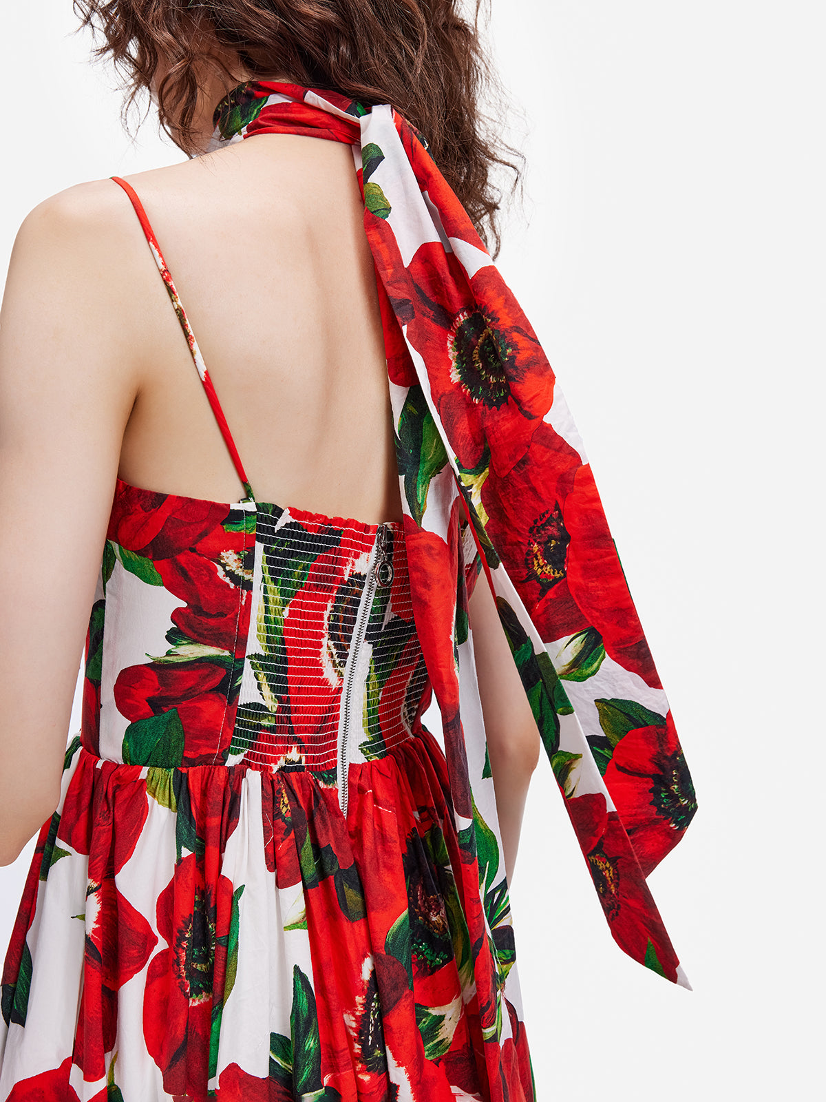 Passionate Red Floral Sling Dress