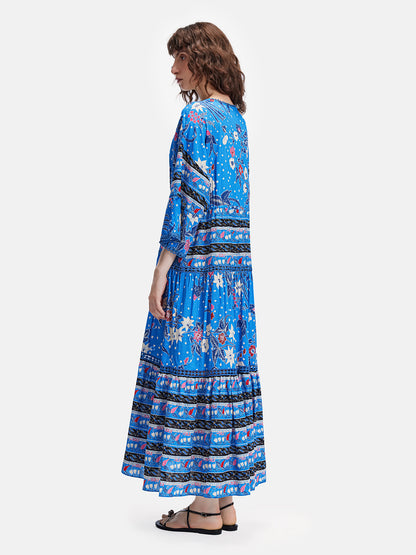 Ethnic Drawstring Waist Dress