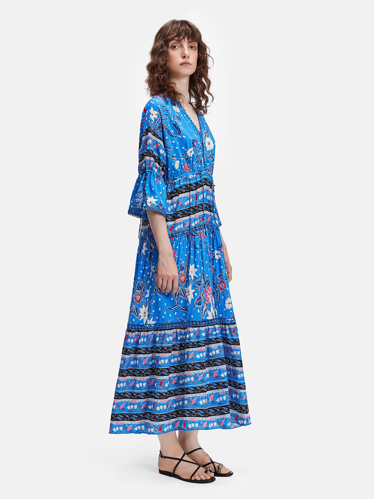 Ethnic Drawstring Waist Dress