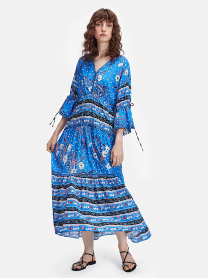 Ethnic Drawstring Waist Dress