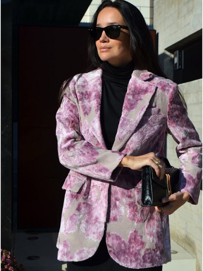 Custom Italian Rose Jacquard Blazer - Star Queen