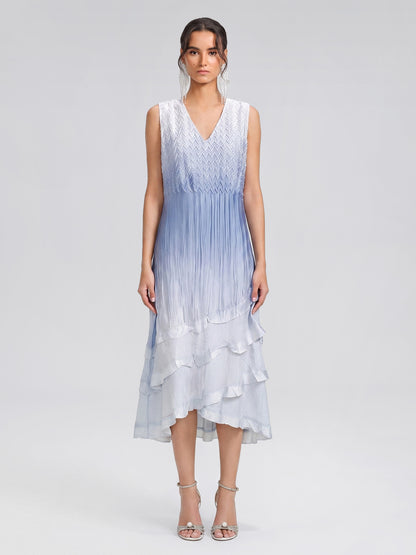Pleated Gradient Two-piece High-waist Dress Set