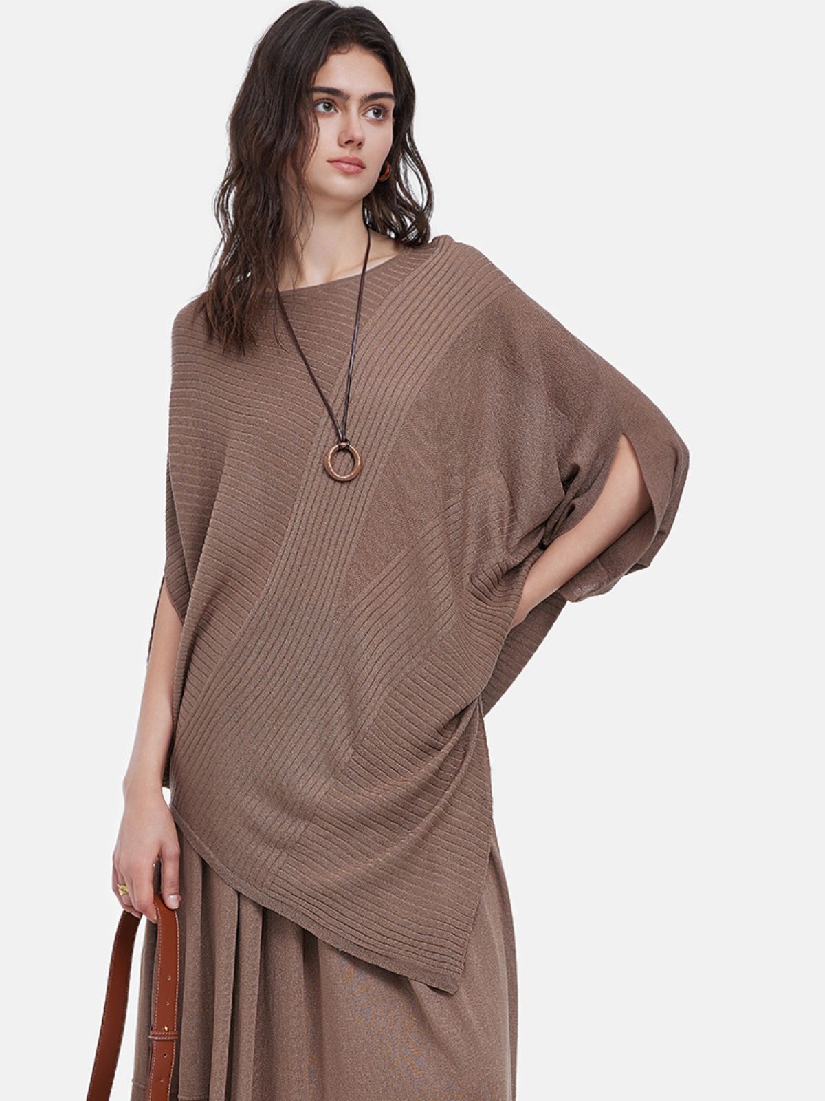 Knit Ruched Batwing Sleeve Tee